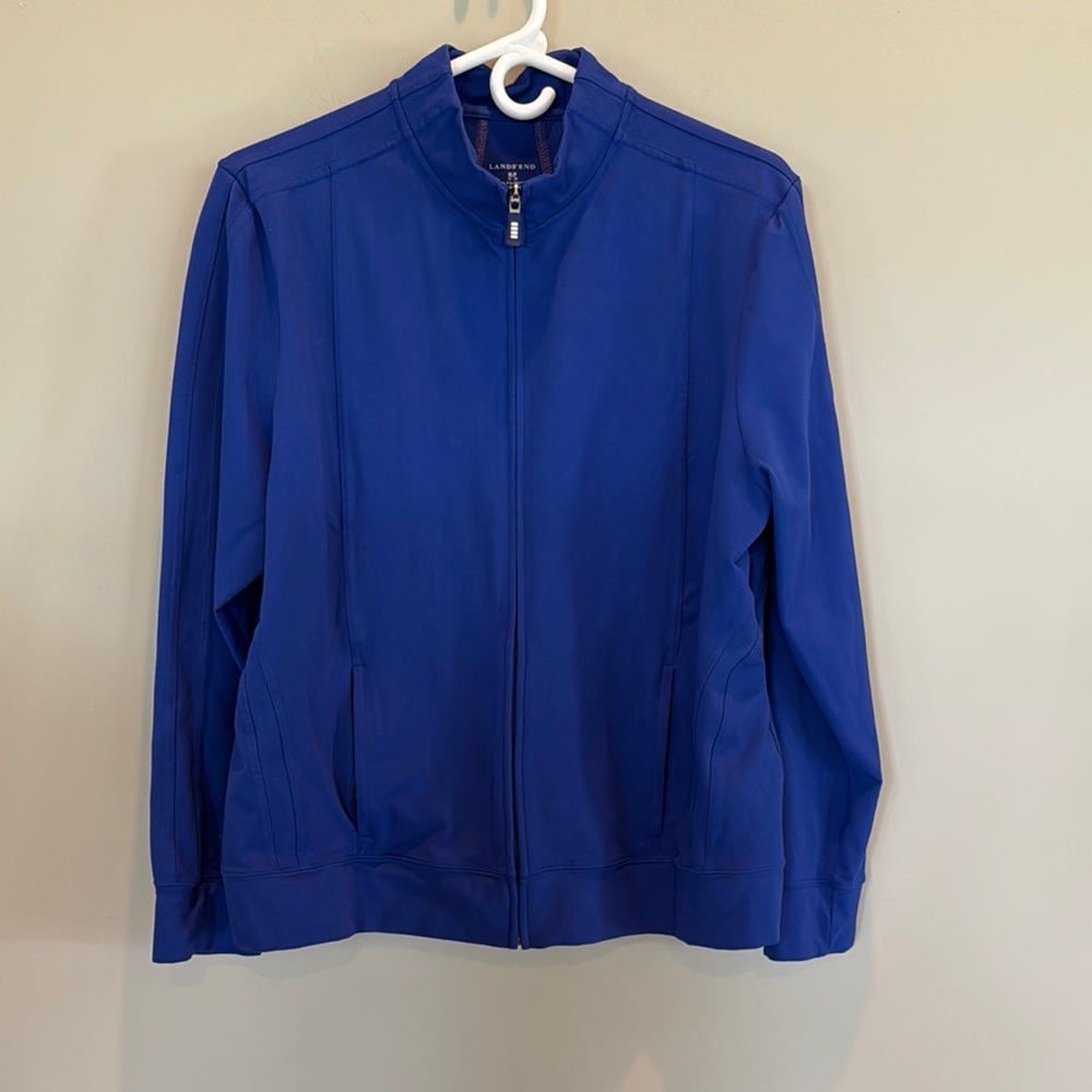 Lands' End Blue Bomber Jacket Lightweight Zip-Up